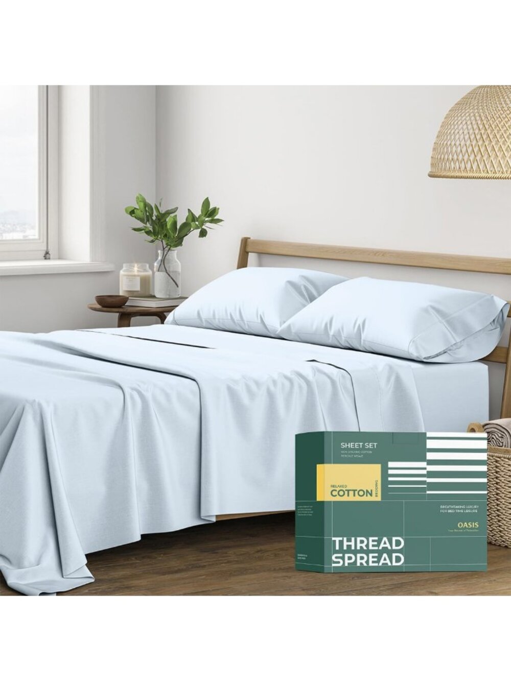100% Organic Cotton Full Size Sheet Set - Soft, Cooling, Crisp, Deep Pocket